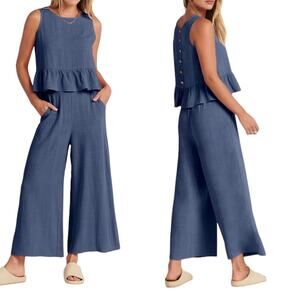 AMAZON 2 Piece Outfit Tank Crop and Wide Leg Pant Size M